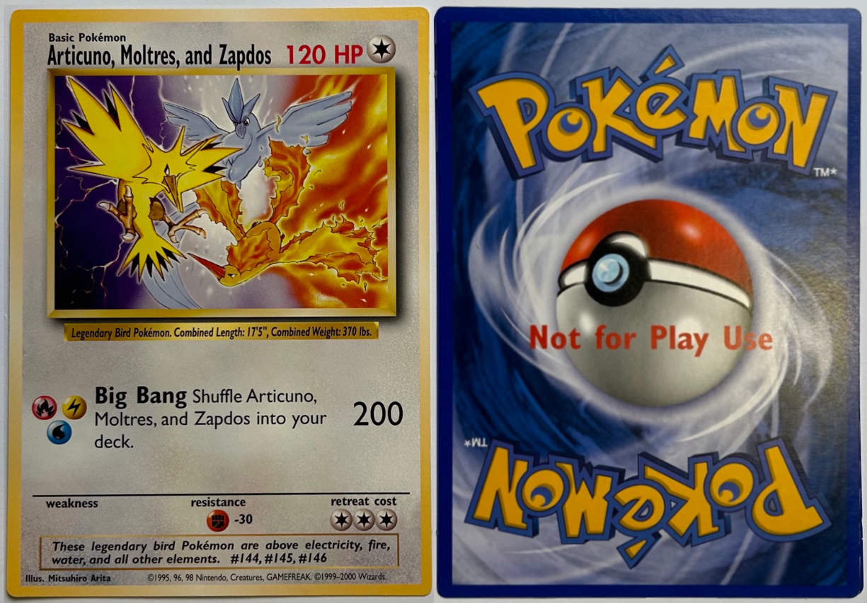POKEMON Articuno Moltres Zapdos Jumbo PROMO Card 1999 Wizards Legendary